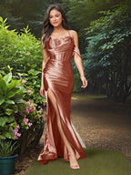 One Shoulder Bodice Elegant Mermaid Prom Dress with Slit