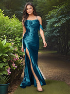 One Shoulder Bodice Elegant Mermaid Prom Dress with Slit