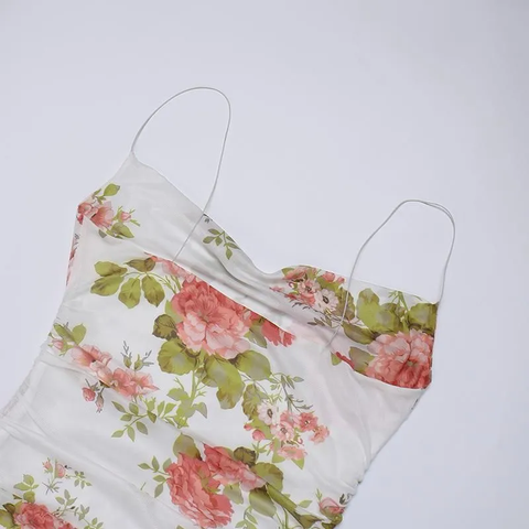 Vestido floral de tirantes finos, conjunto de vestido, mini vestido de fiesta Y689