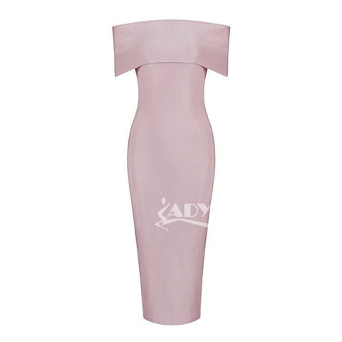 White Celebrity Runway Bandage Dress Women Black Red Sexy Off Shoulder Midi Bodycon Evening Party Dress Vestido