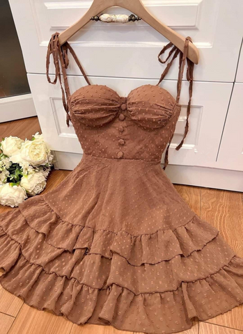 Chic A-line Brown Homecoming Dress Brown Party Dress Y2552