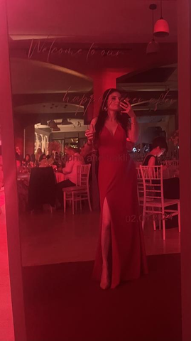 Classy V Neck Black Sleeveless Satin Prom Dress Side Slit Party Evening Dress Y8456