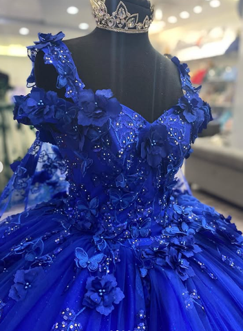 Robe de bal de princesse bleu royal pour Sweet 16, robe de quinceañera avec traîne, longue, pour soirée et bal de fin d'année, Y2479