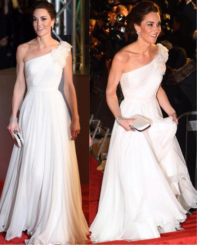 Elegant White One Shoulder Tulle Prom Dress Formal Evening Dress Y8198