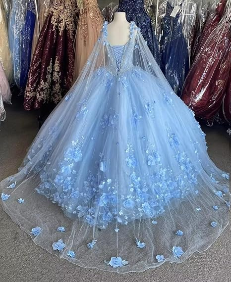 Vestido rosa para quinceañera, vestido de gala rosa con flores 3D, vestido de princesa rosa Y2337