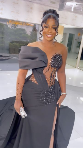 Vestido de noche de sirena gris africano para baile de graduación Y6096