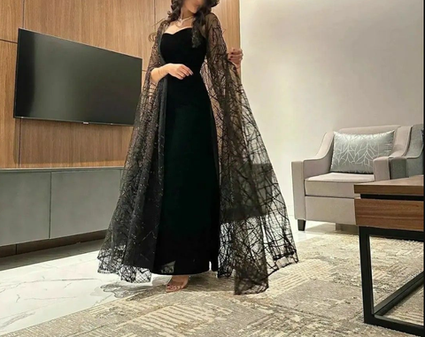 Elegante vestido de noche negro, vestido de noche de moda Y5545