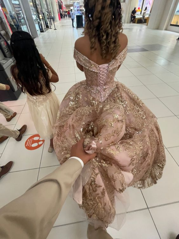 Vestido de gala glamuroso con hombros descubiertos, vestido para quinceañera, vestido de princesa Y6502