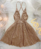 Robe de soirée sexy à sequins avec décolleté plongeant en V, robe de bal d'anniversaire Y2999