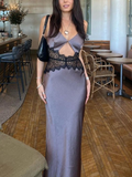 Vestido de fiesta sexy con encaje y aberturas, vestido de noche, vestido de vacaciones, vestido de fiesta Y7010