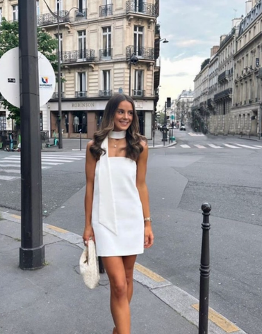 Vestido corto blanco sin tirantes para mujer, vestido corto blanco para fiesta de bienvenida Y1999