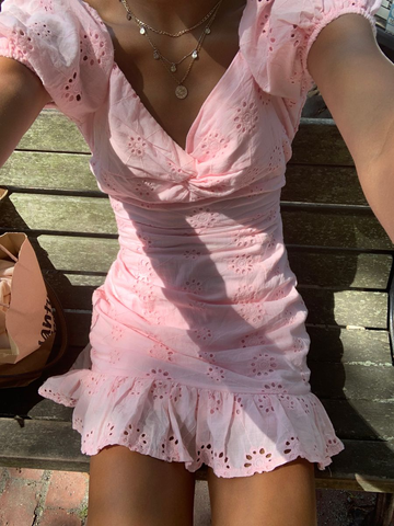 Precioso vestido rosa para fiesta de bienvenida, vestido corto rosa para fiesta Y2151