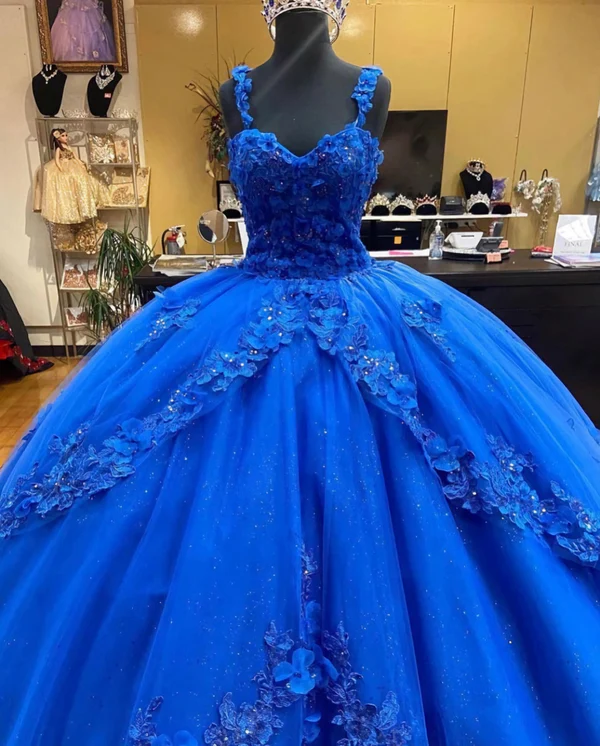 Impresionante vestido de princesa azul real, vestido de gala azul real para quinceañera Y825