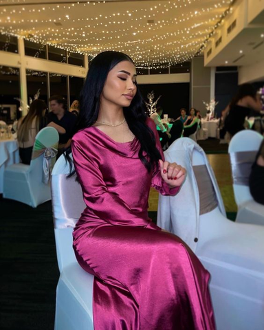 Vestido largo y modesto para invitada de boda, vestido de noche de moda Y4519