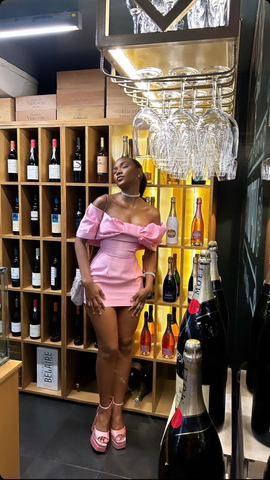 Robe de bal rose à épaules dénudées, robe de soirée rose chic Y2262