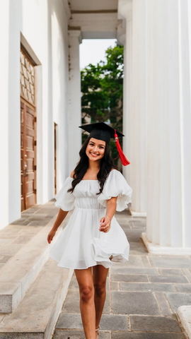 Vestido corto blanco de graduación corte A, vestido blanco para baile de bienvenida Y1843