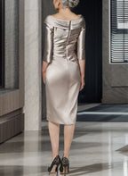 Vestidos de corte recto/columna con hombros descubiertos para la madre de la novia 