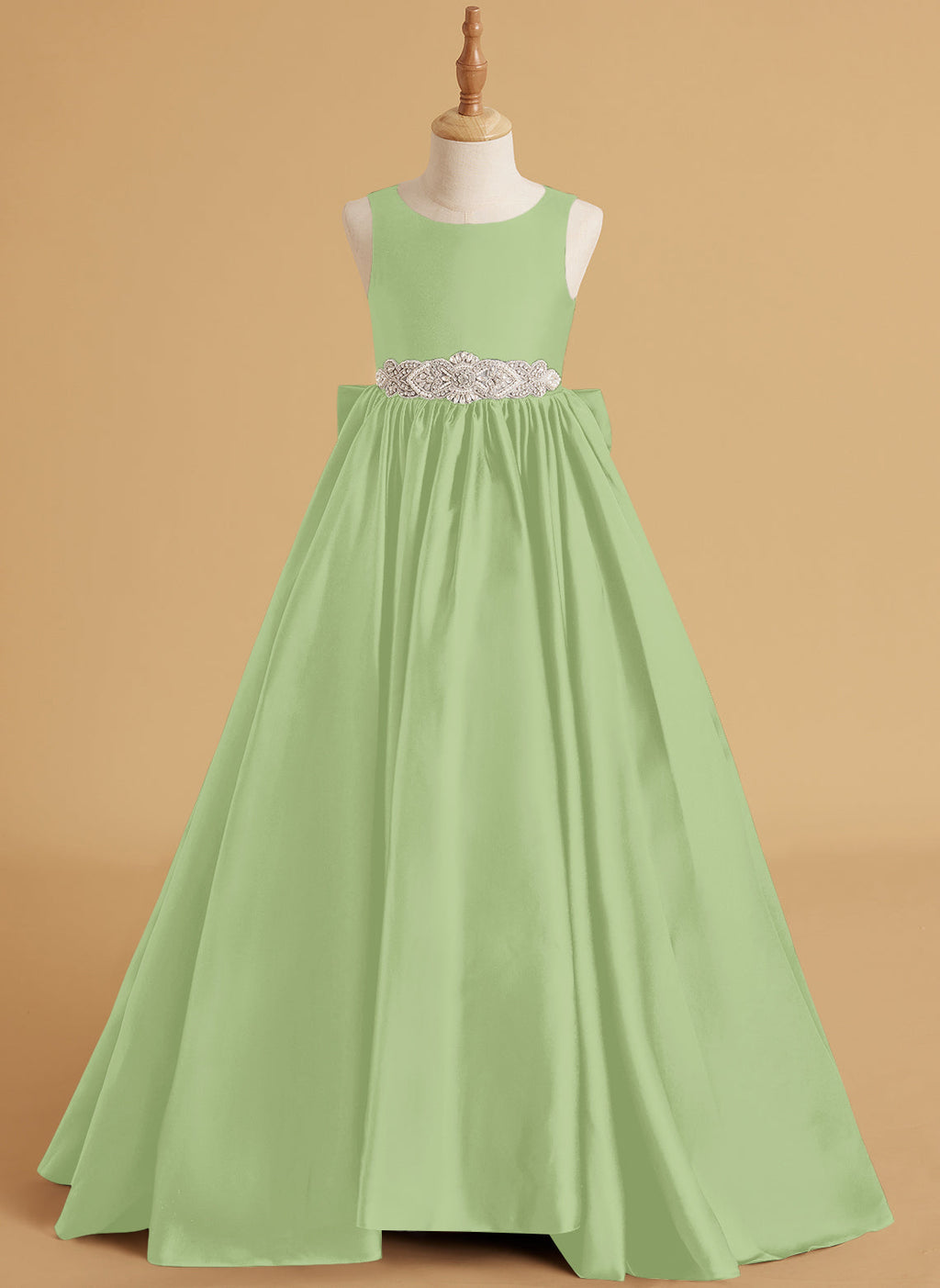 Vestido de princesa de satén con cola para niña de las flores 