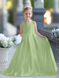 Vestido de niña de las flores para la Primera Comunión, corte en A, encaje y satén, hasta el suelo 