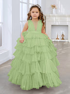 Vestido de princesa estilo princesa, rosa perla, sin mangas, de tul con lazo (010220814) 