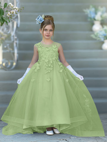 Vestido de baile de princesa Serenity con apliques de encaje y adornos de mariposas 
