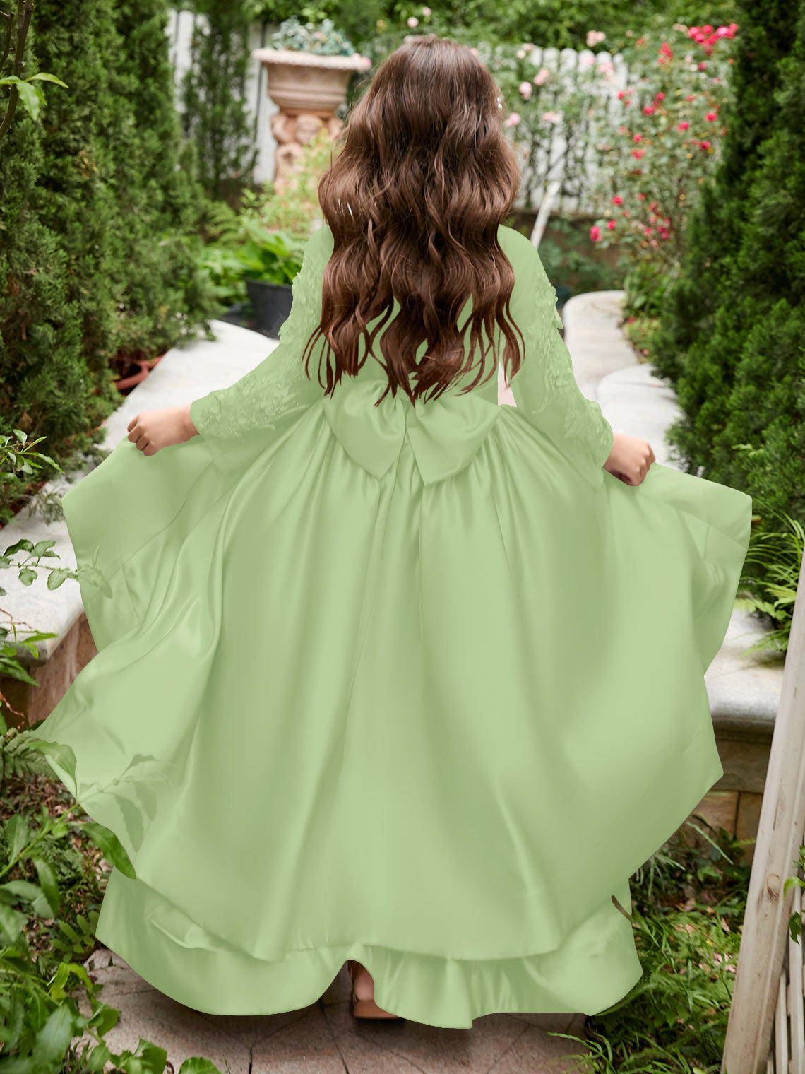 Vestido asimétrico de satén de corte A para niña de las flores 