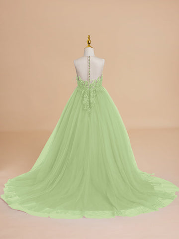 Vestido de princesa/vestido de princesa con cola de tul para niña de las flores 