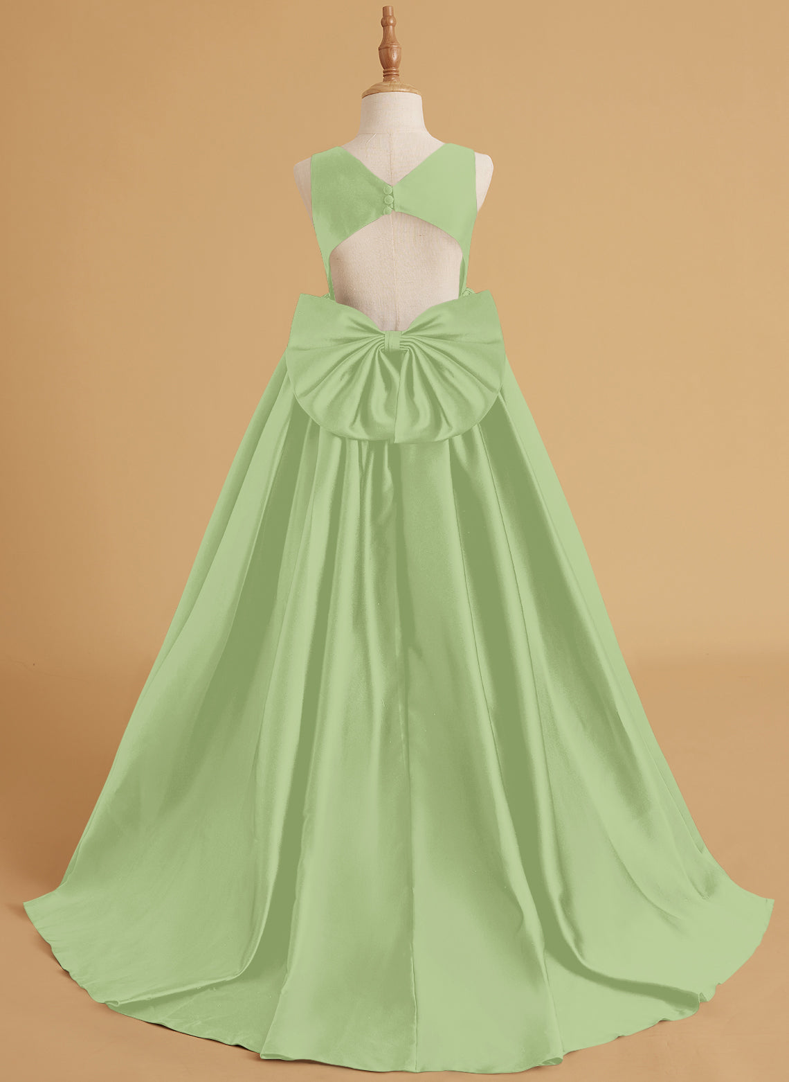 Vestido de princesa de satén con cola para niña de las flores 