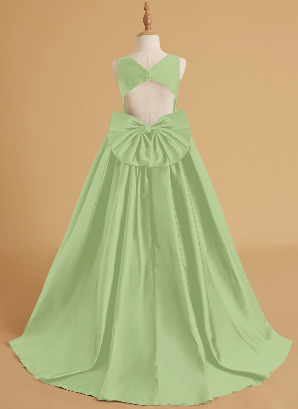 Vestido de princesa de satén con cola para niña de las flores 