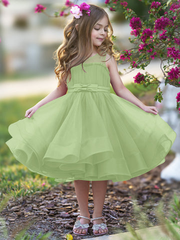 Vestido de princesa/vestido de tul hasta la rodilla para niña de las flores 