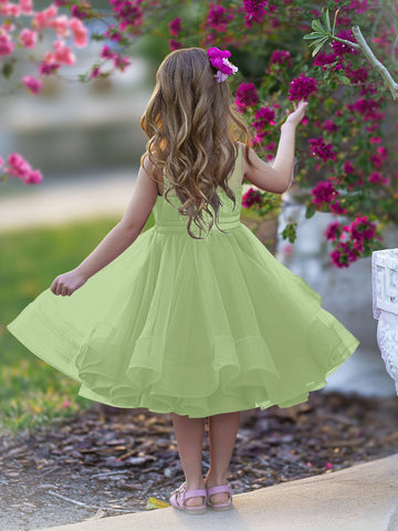 Vestido de princesa/vestido de tul hasta la rodilla para niña de las flores 
