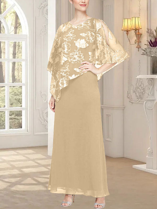 Vestido largo de malla brillante con corpiño asimétrico superpuesto de diseño novedoso 