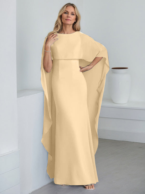 Vestido de gasa de corte recto, largo hasta el suelo, para la madre de la novia, con volantes en cascada. 