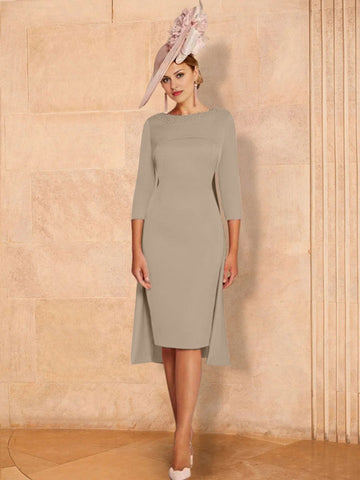 Sheath/Column Long Sleeves Mother of the Bride Dresses with Beading
