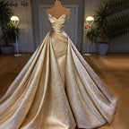Champagne Mermaid Sexy Sleeveless Evening Dresses 2025 Off Shoulder Simple Formal Dress Design LA70626