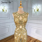 On Sale no return no refund Sale Champagne Transparent Sexy Mermaid Evening Dress Sleeveless Sequined Tulle Evening Gowns 2025 LA6156