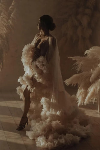 Batas de maternidad color champán para sesión de fotos VMR20