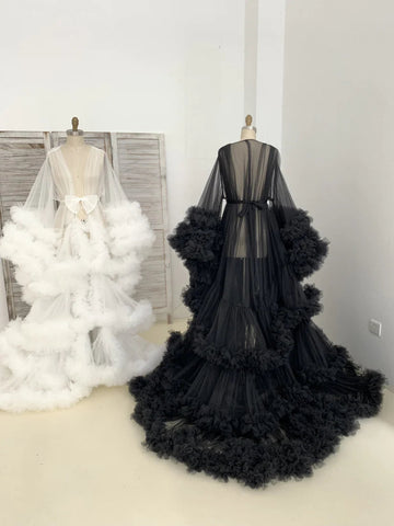 Batas de maternidad color champán para sesión de fotos VMR20