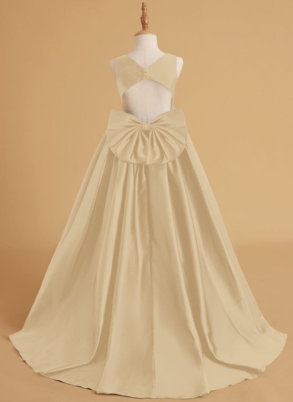 Vestido de princesa de satén con cola para niña de las flores 