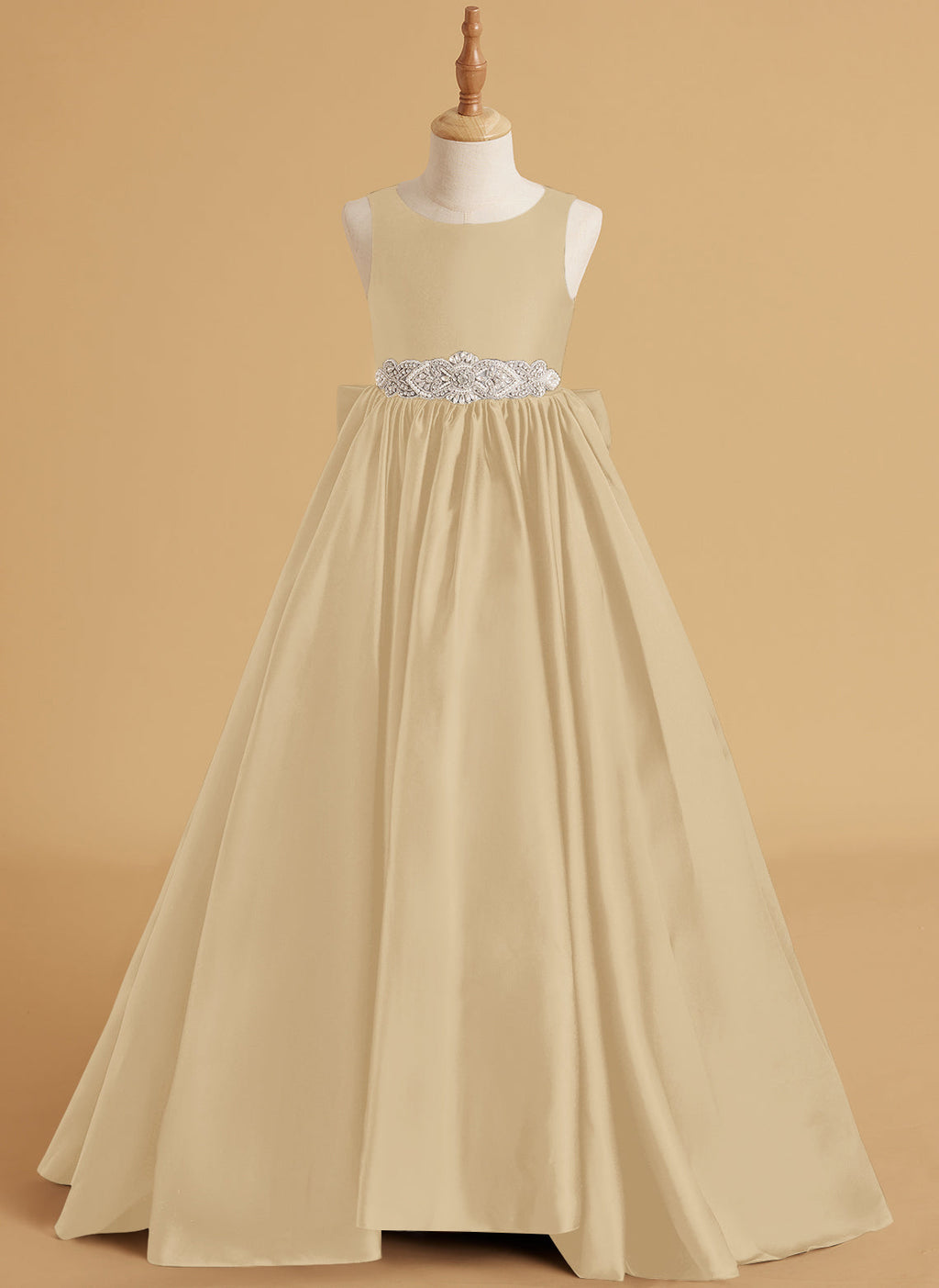 Vestido de princesa de satén con cola para niña de las flores 