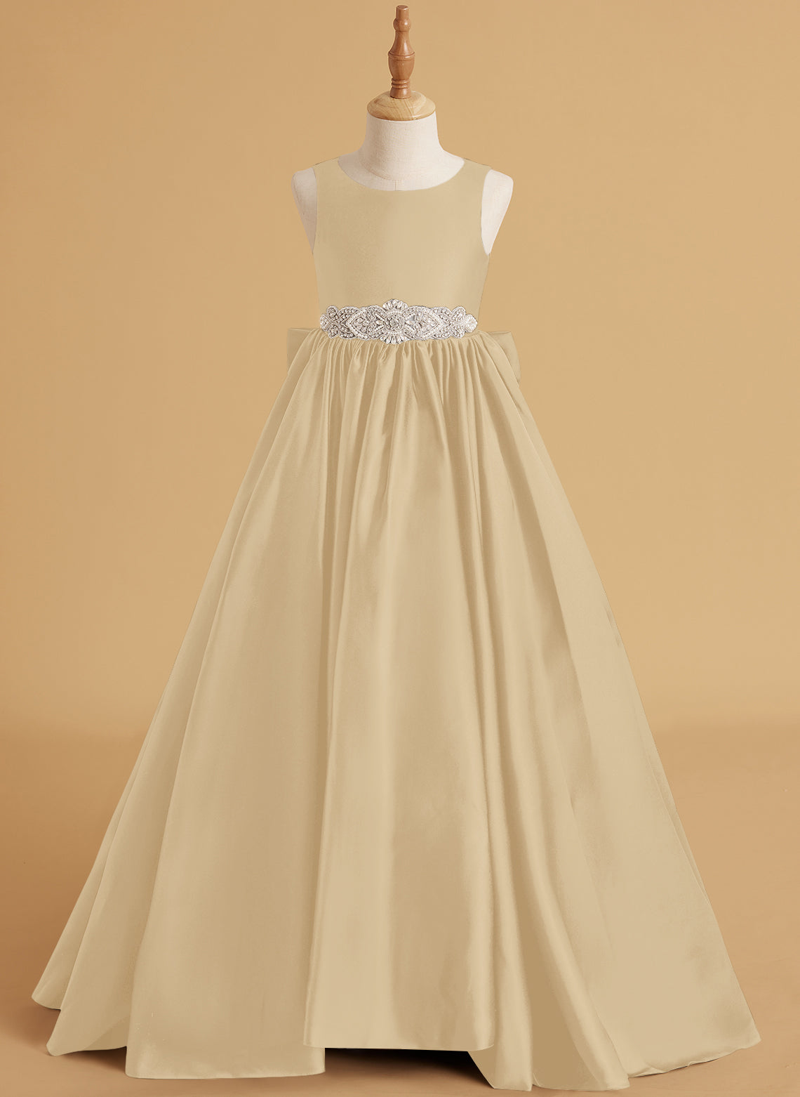 Vestido de princesa de satén con cola para niña de las flores 
