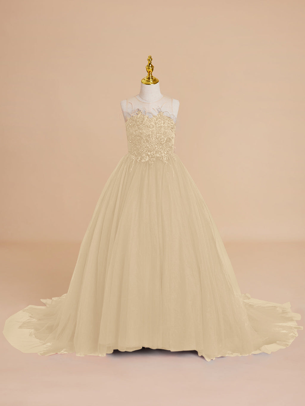 Vestido de princesa/vestido de princesa con cola de tul para niña de las flores 