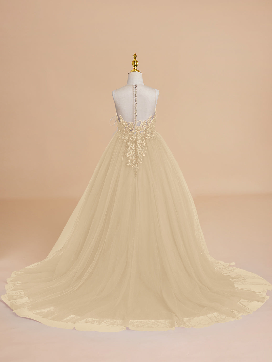 Vestido de princesa/vestido de princesa con cola de tul para niña de las flores 
