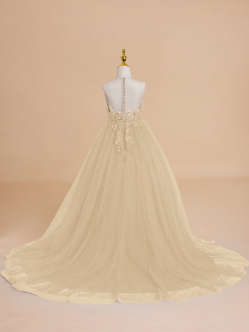 Vestido de princesa/vestido de princesa con cola de tul para niña de las flores 