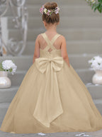 Robe de demoiselle d'honneur intemporelle en satin et tulle, coupe trapèze, sans manches 