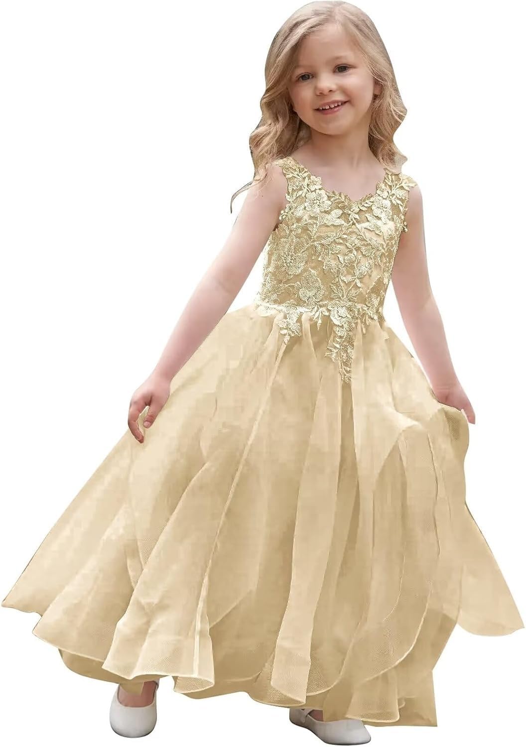 Vestidos de niña de las flores de tul escalonado para boda 