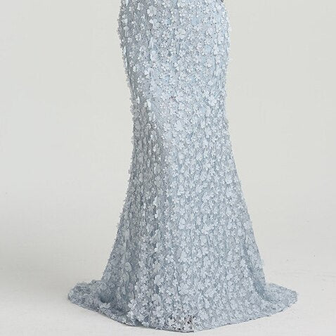 En oferta, sin devoluciones ni reembolsos. Vestido de cóctel sexy y elegante color champán, manga corta, con flores hechas a mano y cristales. Modelo 2025 LA60730 