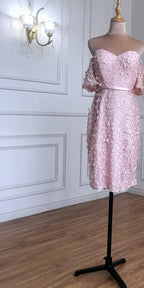 On Sale no return no refund Sale Champange Short Sleeves Sexy Elegant Cocktail Dress Handmade Flowers Crystal Cocktail Party Gowns 2025 LA60730