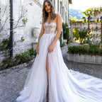 Charming High Fork Bohemian Sleeveless Sweetheart Mopping Wedding Dresses Off Shoulder Appliques Lace Bridal Gowns Boho Backless