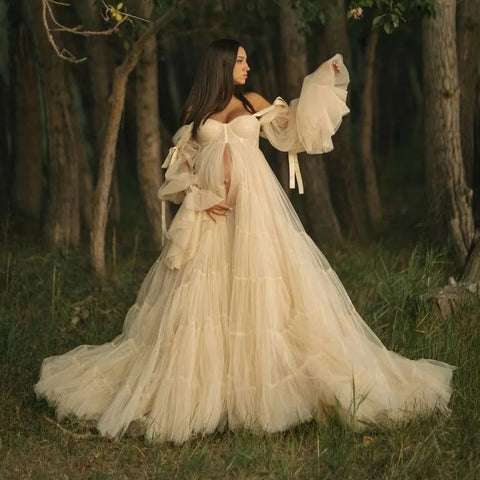 Vestido de tul plisado para embarazadas, vestido para sesión de fotos de embarazadas, vestido para baby shower